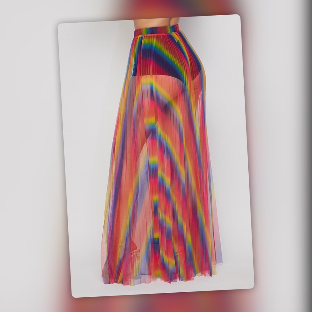 Pride Rainbow Sheer Skirt Cover Up - Picture 6 of 7